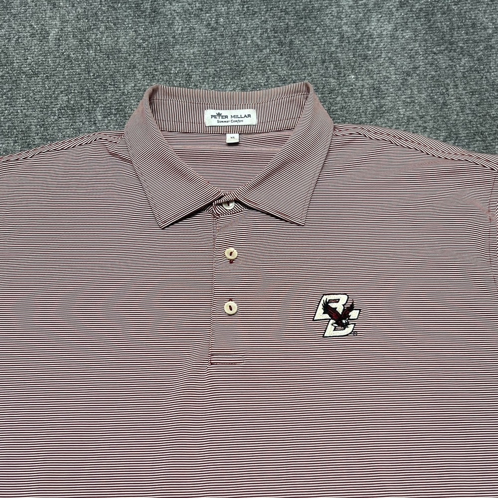 Boston College Eagles Golf Polo Shirt Mens XL Red NCAA Peter Millar Striped